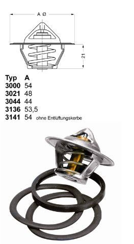 Термостат (89°C) VOLVO 340-360, 440 K, 460 L, 480 E, S40 I, V40; CITROEN AX, BERLINGO, BX, C15, EVASION, JUMPER, SAXO, XANTIA, XM, XSARA, ZX; FIAT ULYSSE 0.9-2.0 (10.72-) WAHLER WH 3136.88D50  !!! РАЗПРОДАЖБА !!!