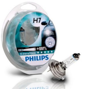 Крушки 2бр. к-т H7 12V 55W PX26D +100% светлина PHILIPS X-treme Vision Plus 100% PH 12972XV+/S2 /100
