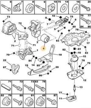 Тампон двигател заден (4) (70mm) CITROEN BERLINGO, C4, C4 GRAND PICASSO I, C4 I, C4 PICASSO I, C5 II, C5 III, JUMPY, XSARA PICASSO; PEUGEOT 206, 206 CC, 206 SW, 3008, 307, 307 CC, 307 SW 1.4-2.2D (02.99-) REIN HOCH RH11-2040