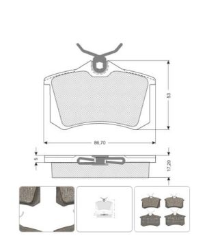 Дискови накладки задни к-т система (87 х 52,75 х 17,2mm) (GIRLING/TRW) Starline BD S002S 