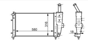 Радиатор воден FIAT PUNTO (188_) 1.2 Natural Power (1242ccm\44kW\60HP) [09/03-03/12] DENSO DRM09102