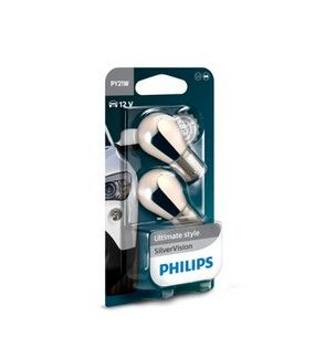 Крушка мигач  оранжев цвят 2бр. к-т (блистер) PY21W 12V 21W BAY15D base bulb Silver Vision PHILIPS PHI 12496SV/2B