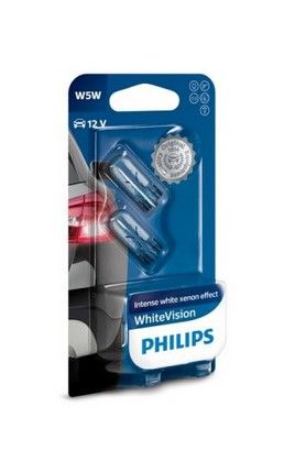 Крушка габаритна 2бр. к-т (блистер) W5W 12V 5W W2,1X9,5D WhiteVision 4300K PHILIPS PHI 12961NBV/2B