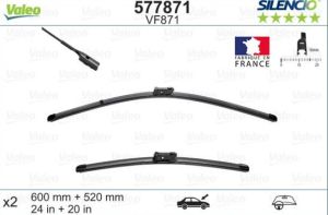Чистачки (600/520mm) 2бр. к-т  AUDI A4, A4 ALLROAD, A5, Q3, Q5; PORSCHE MACAN (06.07-) VALEO VF871 Silencio Xtrm  VALEO 577871