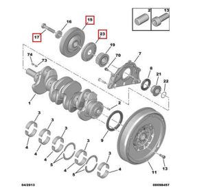 Ремъчна шайба колянов вал VOLVO S40 II, V50; CITROEN C4, C4 GRAND PICASSO I, C4 I, C4 II, C4 PICASSO I, C5 II, C5 III, C8, DS5, JUMPY; FORD C-MAX, C-MAX II, FOCUS C-MAX, FOCUS II 2.0D/2.0DH (10.03-) BGA DP0426