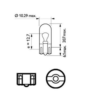 Крушка габаритна 2бр. к-т (блистер) W5W 12V 5W W2,1X9,5D WhiteVision Ultra PHI 12961WVUB2