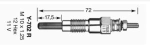 Подгревна свещ  (11V) KUBOTA (129155-77800) NGK Y-702R 1065