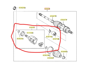 Вътрешно каре лява полуоска к-т (43040 ) TOYOTA AVENSIS 2.2D (07.05-11.08) NTY NPW-TY-044