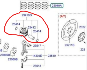 Бутало без сегменти и бутален болт 1бр. 87.00 (+0.50) HYUNDAI SANTA FE 2.2 CRDi  [03/06-10/10] 2341027944 (+0.50) WILMINK GROUP WG1034022