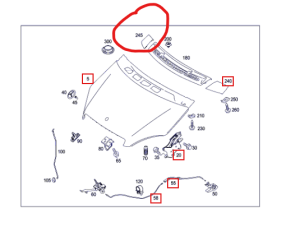 Елемент решетка преден капак десен (245) MERCEDES-BENZ A 170  ORIGINAL A 169 830 00 75