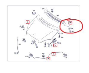 Елемент решетка преден капак ляв (240) MERCEDES-BENZ A 170  ORIGINAL 169 830 01 75