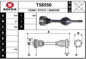 Полуоска предна дясна/лява к-т (570mm) IVECO DAILY 40-10 W (4x4) II 2.8D (01.97-05.99)  PASCAL G2H001PC 